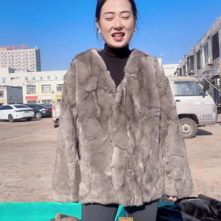 银兰灰短款v领大码xl