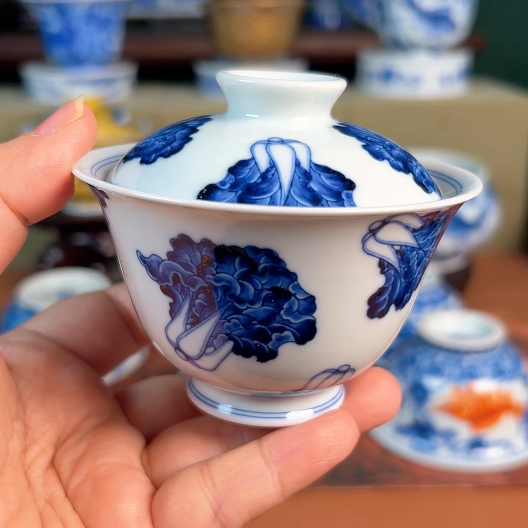 【闪购商品】杯水造-青花白菜两才盖碗