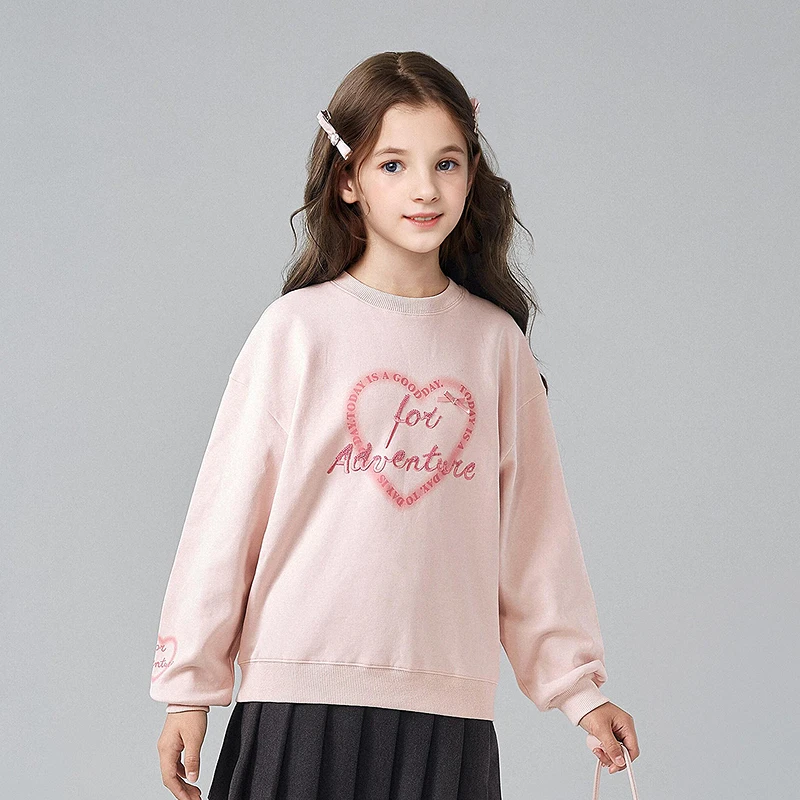 DEESHA/笛莎长袖中大童宽松珠片刺绣圆领卫衣女童春季7M2512201