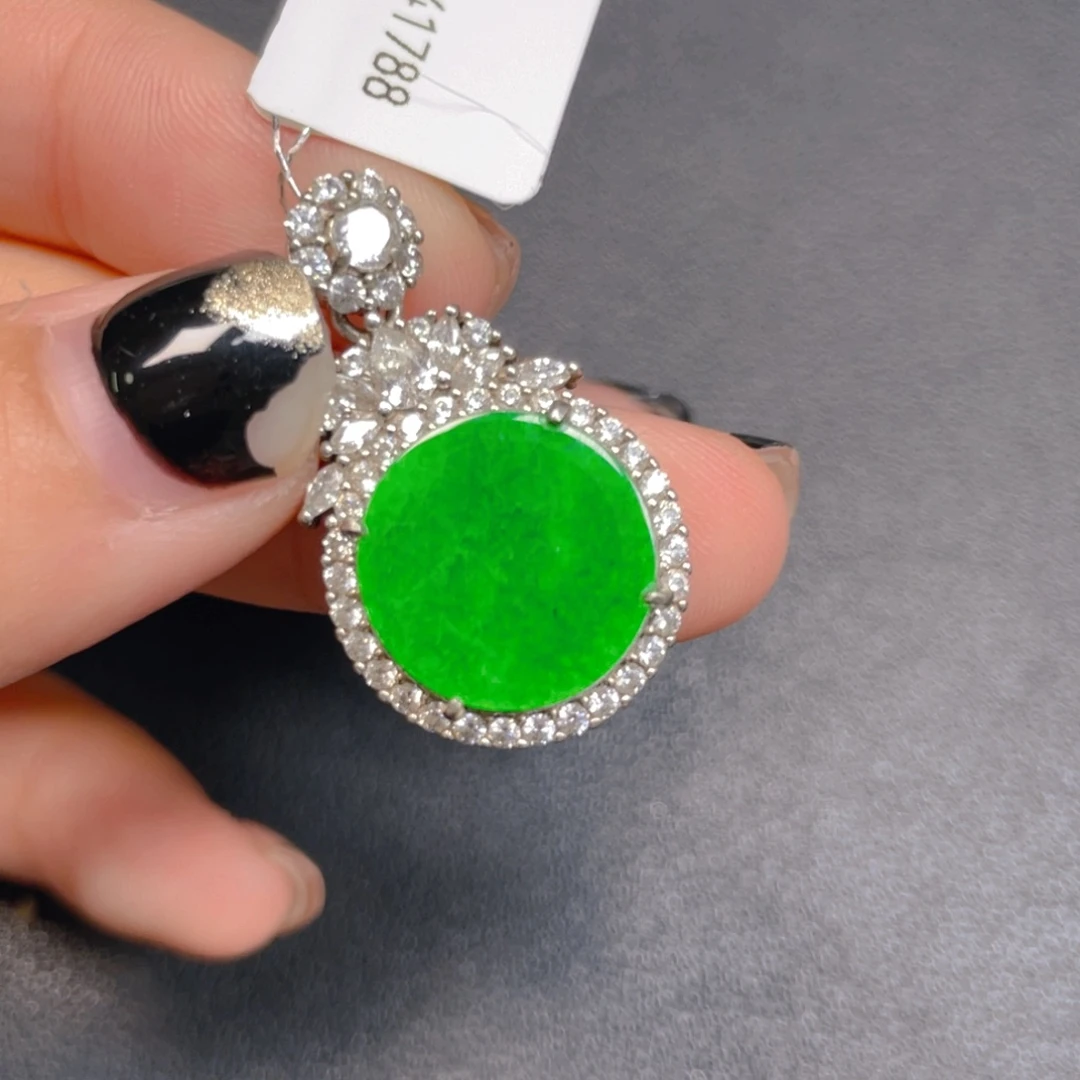 翡翠银S925镶嵌挂件jjjj