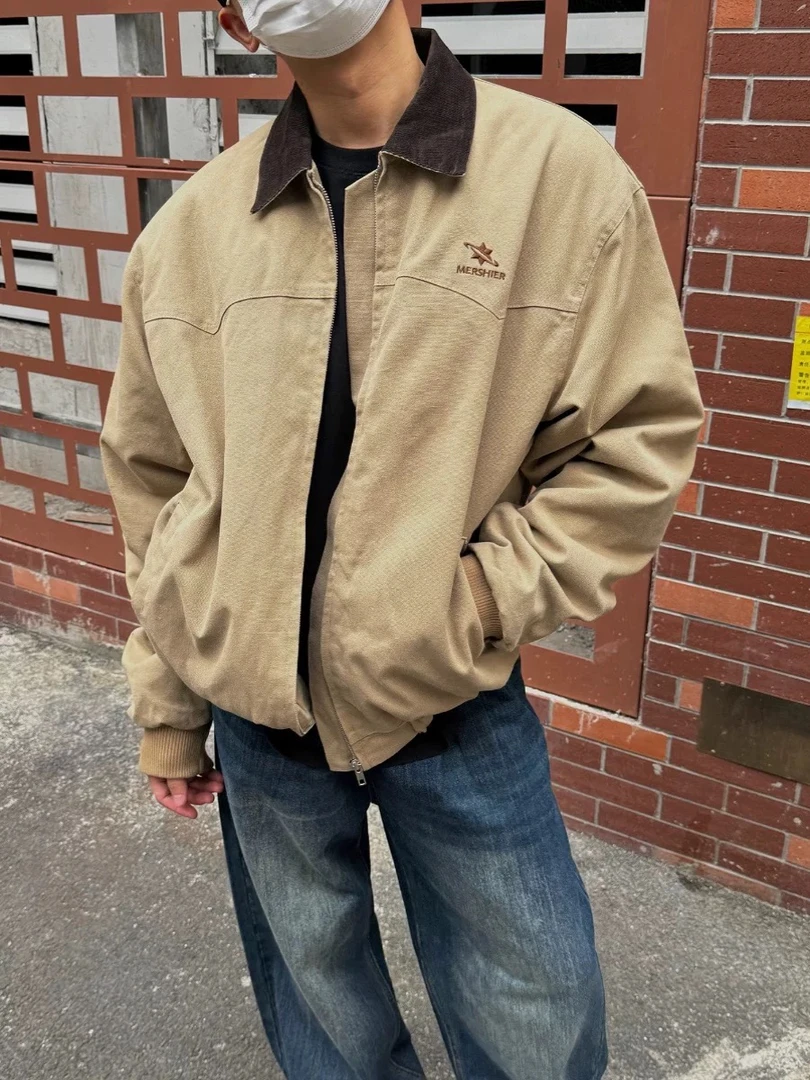 【醒醒】2025美式复古水洗卡哈特翻领工装cleanfit短款外套A673