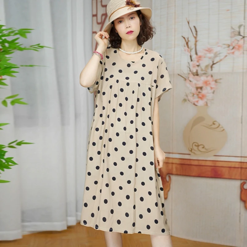 夏季棉绸连衣裙家居外穿印花人造棉裙子薄款中长款宽松大码