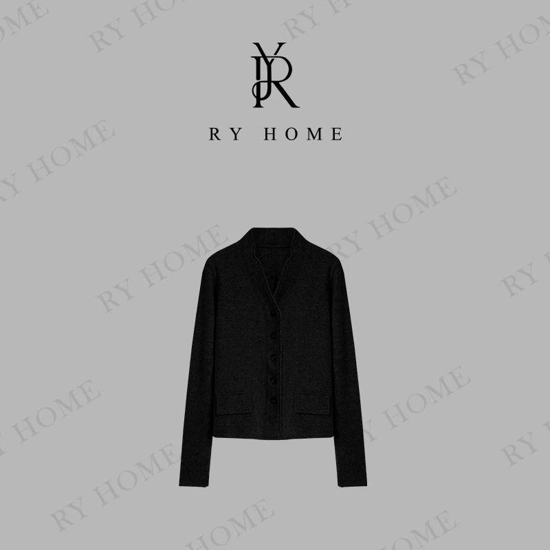 【容雨RYHOME】秋款半开领系扣毛衣开衫西服外套253W2393