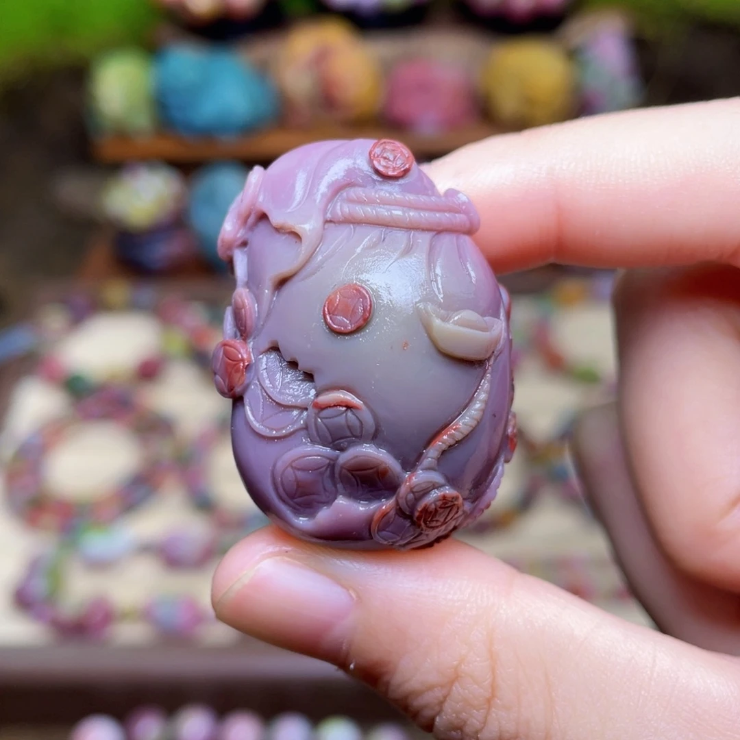 未镶嵌玛瑙/玉髓珠宝半成品盐源玛瑙香芋紫色钱袋
