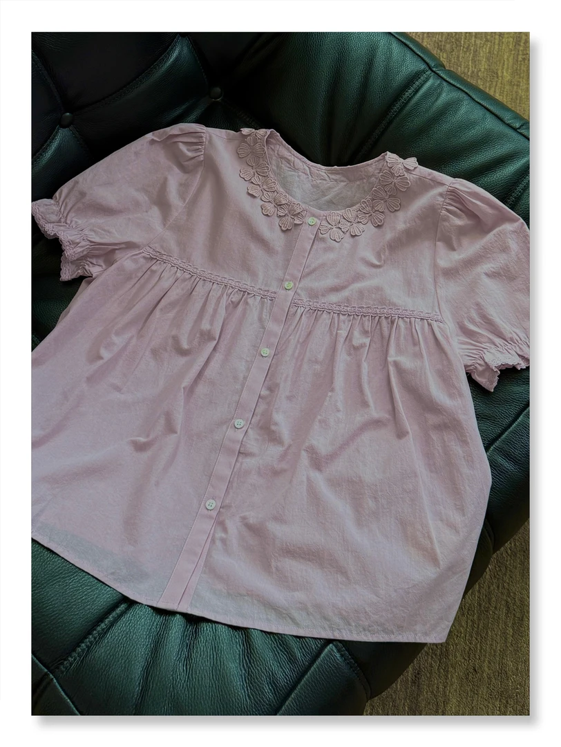 Uninhabitable 法式花边衬衫！少女感甜美系短款衬衣上衣