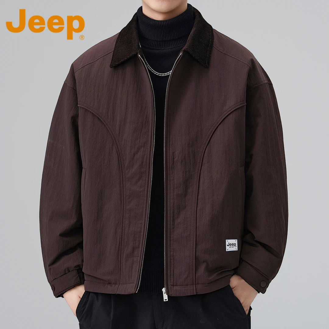 JEEP吉普90鸭绒轻薄羽绒服男款冬季撞色翻领男士冬季90鸭绒羽绒服