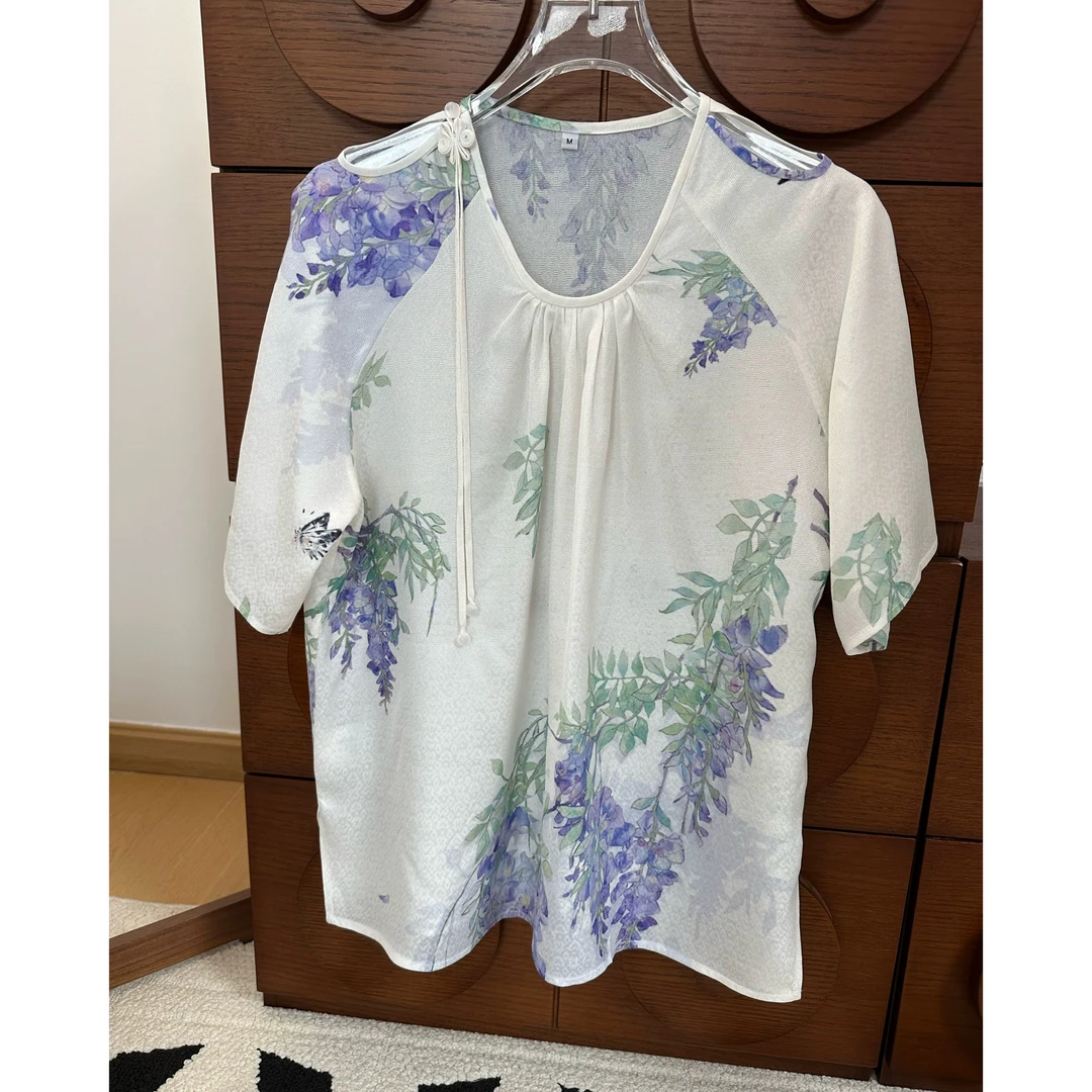 木目mumu 【吴罗】紫藤 印花罗 春夏花扣罗衣