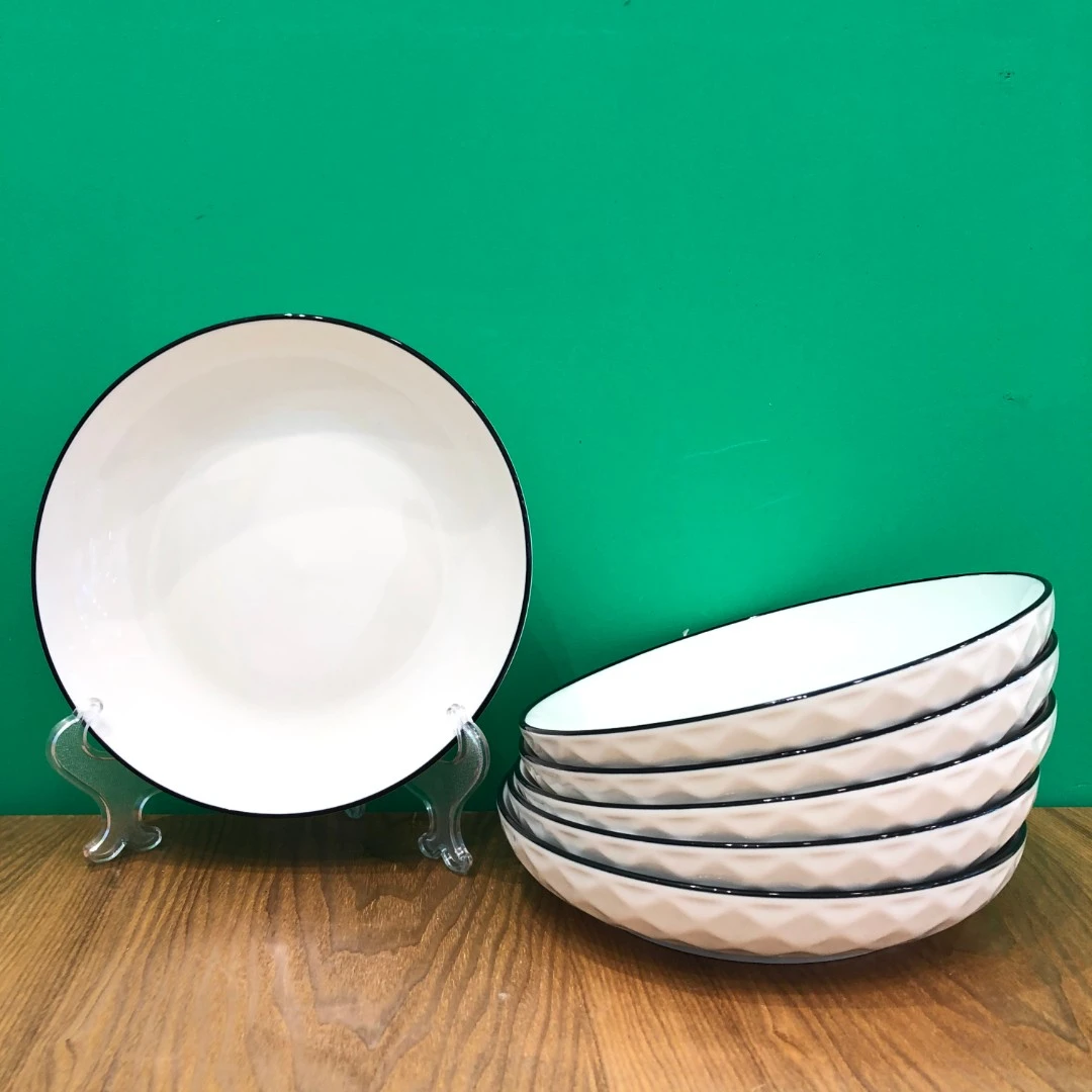 【宠粉福利】7英寸圆盘5只装钻石纯白菜盘家用陶瓷ns餐盘加厚