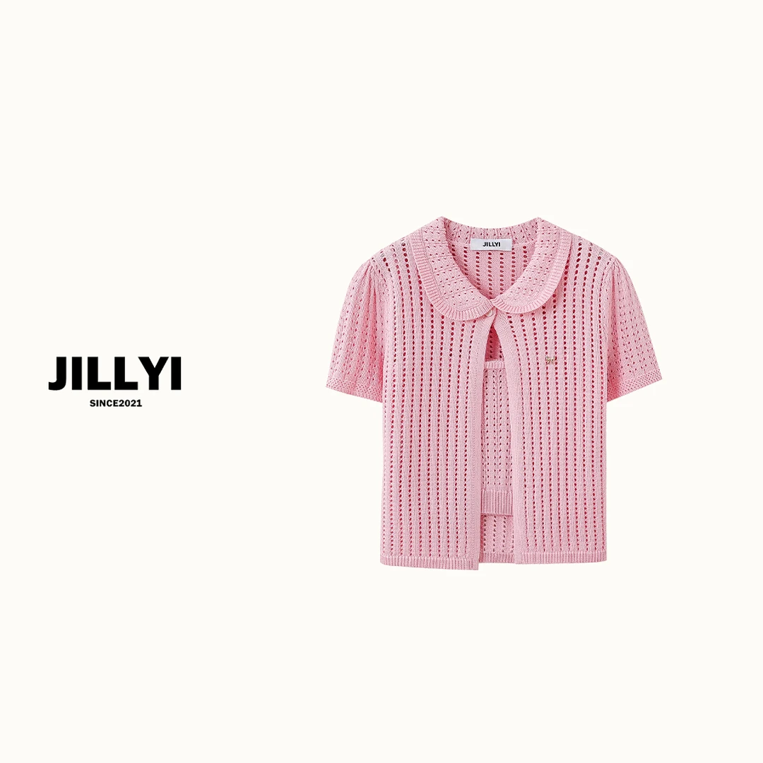 jillyi【樱桃酒心】粉色POLO领纯欲风时尚百搭夏季通勤套装