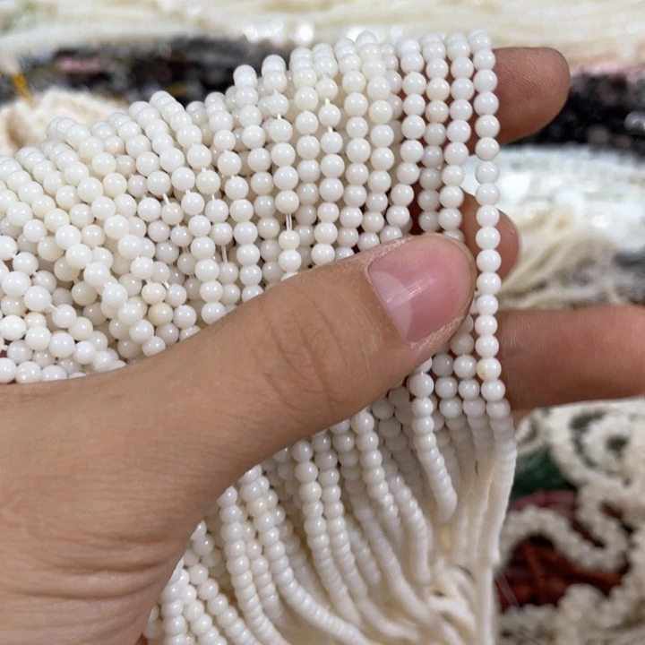 大理石磁石一条3mm白原枝圆珠