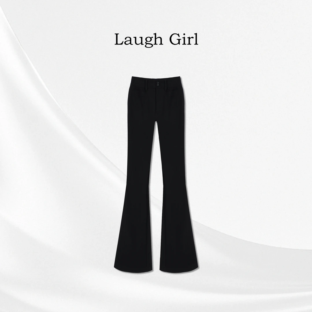 楚楚君 Laugh girl【年度神裤】加绒双口袋喇叭西装休闲裤KL551065J