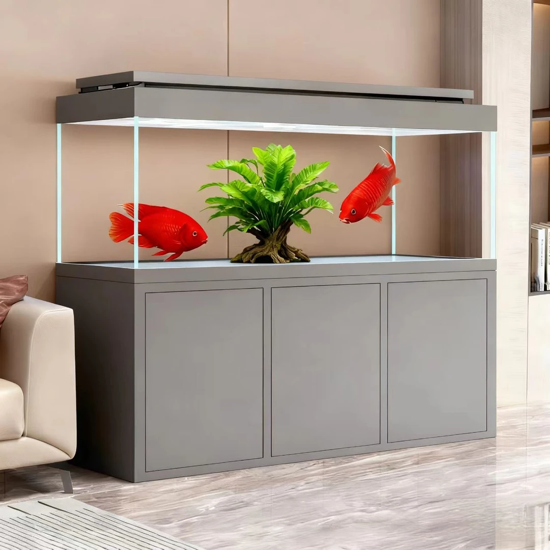 龙鱼缸水族箱现代轻奢家用龙鱼缸客厅超白玻璃底部过滤鱼缸2025款