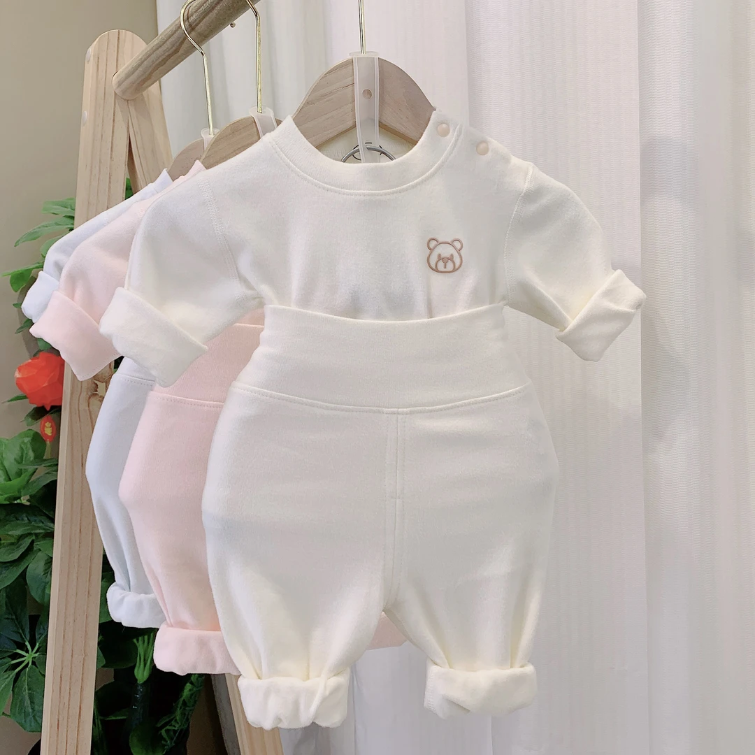 新生儿新款宝宝长袖打底秋衣套装婴儿高腰分体宝宝秋衣秋裤套装