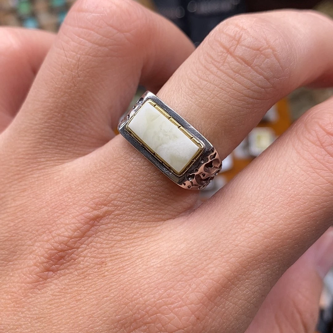 蜜蜡银S925镶嵌戒指