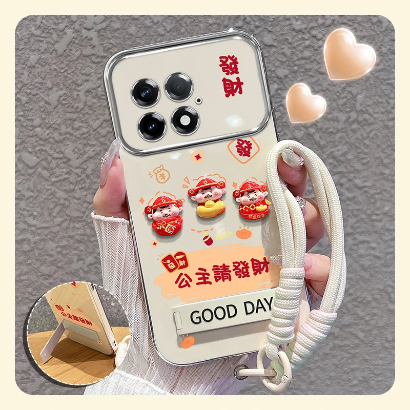 适用【一加ace2】手机壳财神公主大视窗支架女款软壳全包防摔套卡通