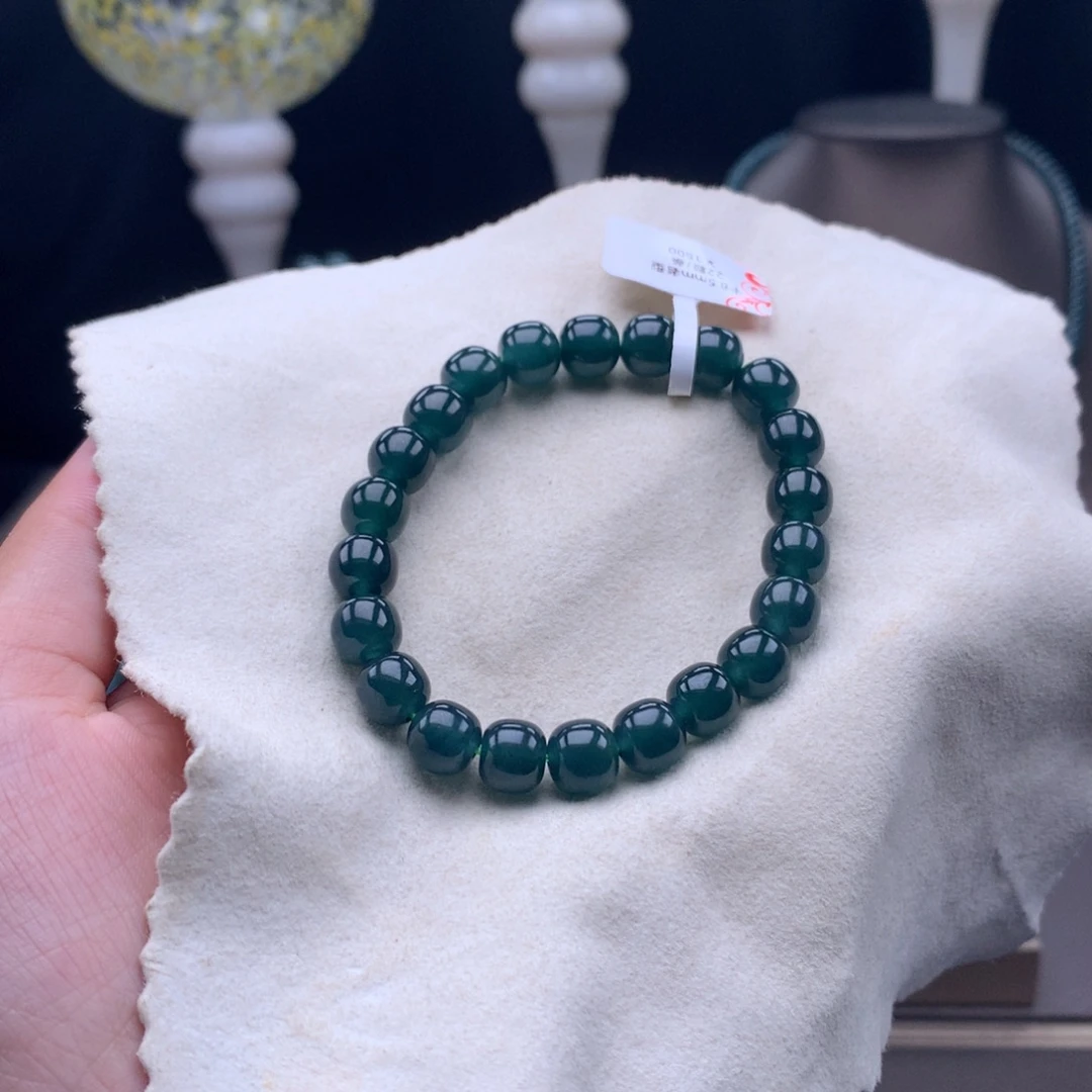 青***返翡翠未镶嵌手链卡8.5mm老型珠福利款