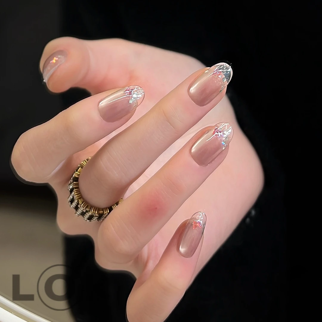 洛克奈儿『烟波』透明法式猫眼 纯手工穿戴甲冰透温柔气质氛围感