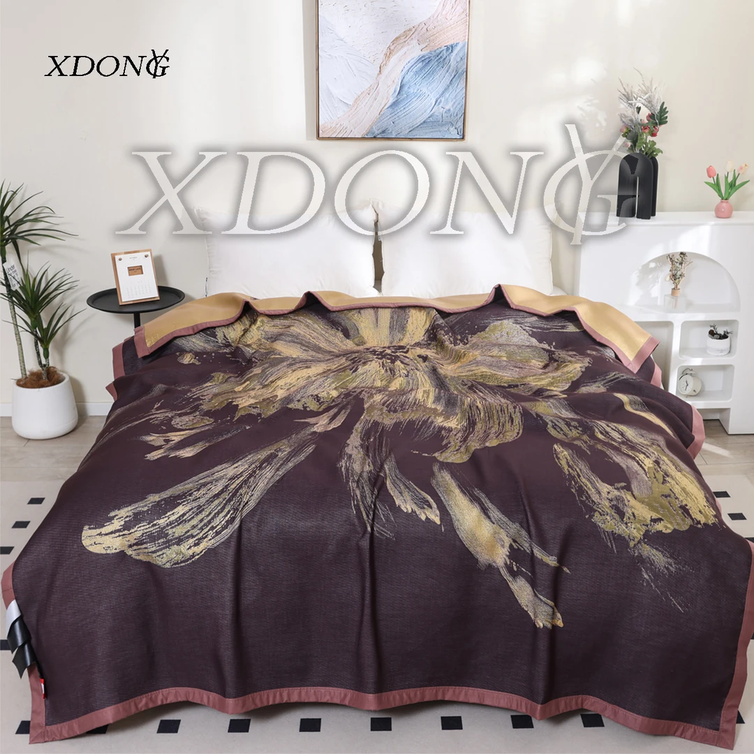 XDONGY（冬云家纺） 高奢200*230 蚕 丝金 离子绽研花开紫色 四季毯