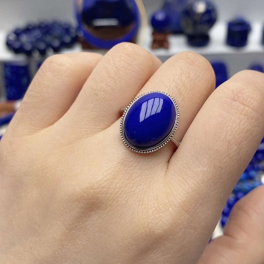 青金石银S925镶嵌戒指