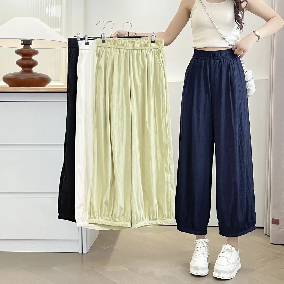夏装微胖mm大板型显腿细显瘦大码女装夏季休闲百搭高腰灯笼裤