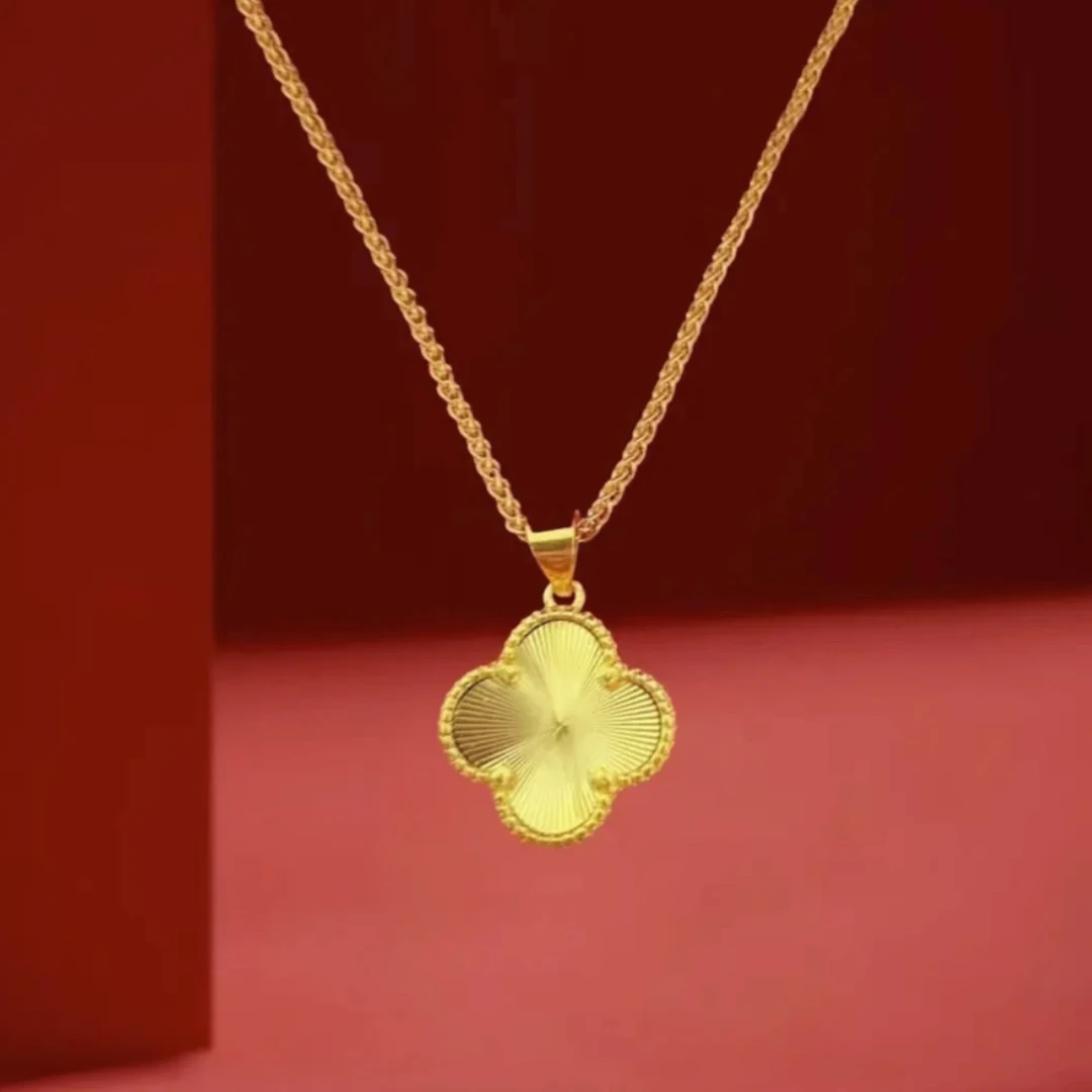 镭射四叶草项链锁骨链肖邦链M扣