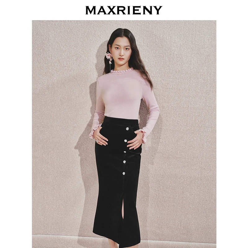 【诗语专属】【商场同款】MAXRIENY套头针织衫女秋修身显瘦上衣