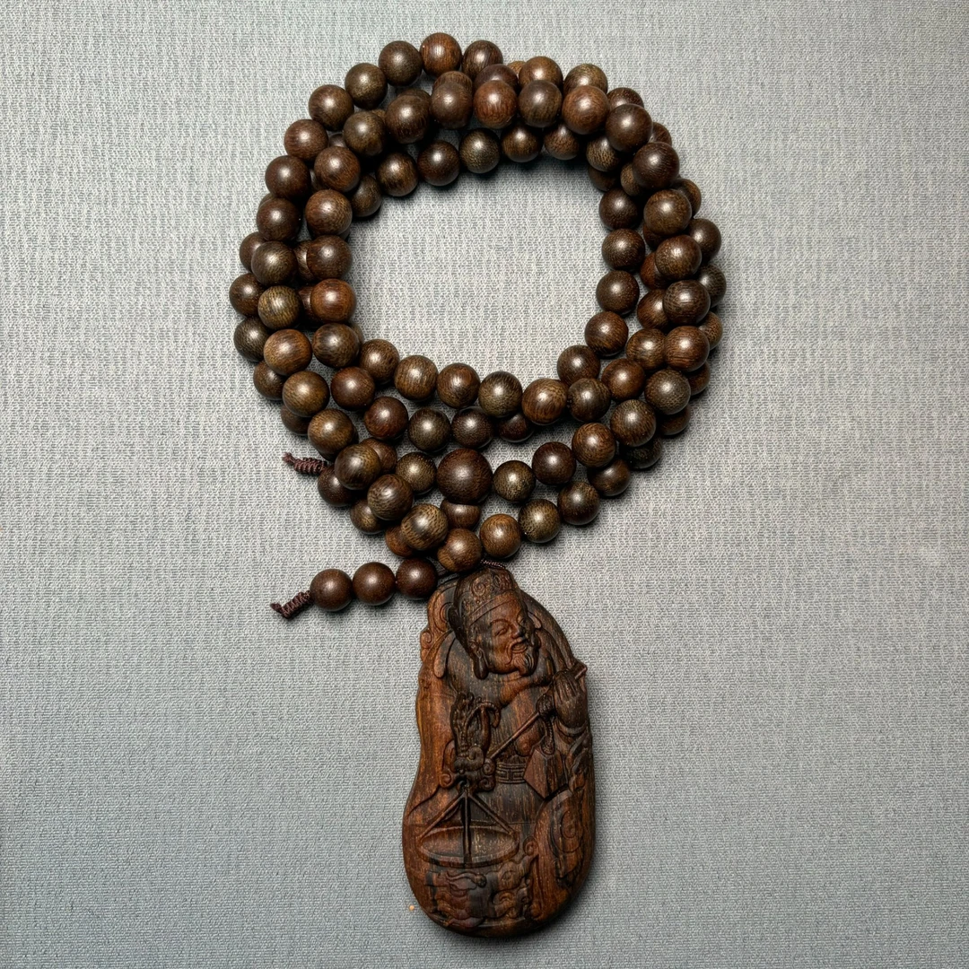 DZP013 沉香圆珠项链搭配沉香木财神吊坠 多样性发一件