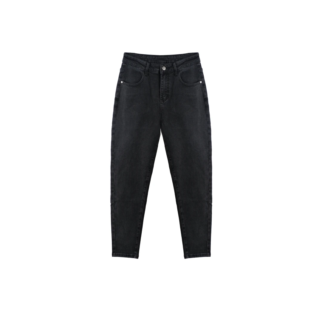 小侯+9395春季新款时尚男士黑色百搭休闲复古修身小脚水洗牛仔裤