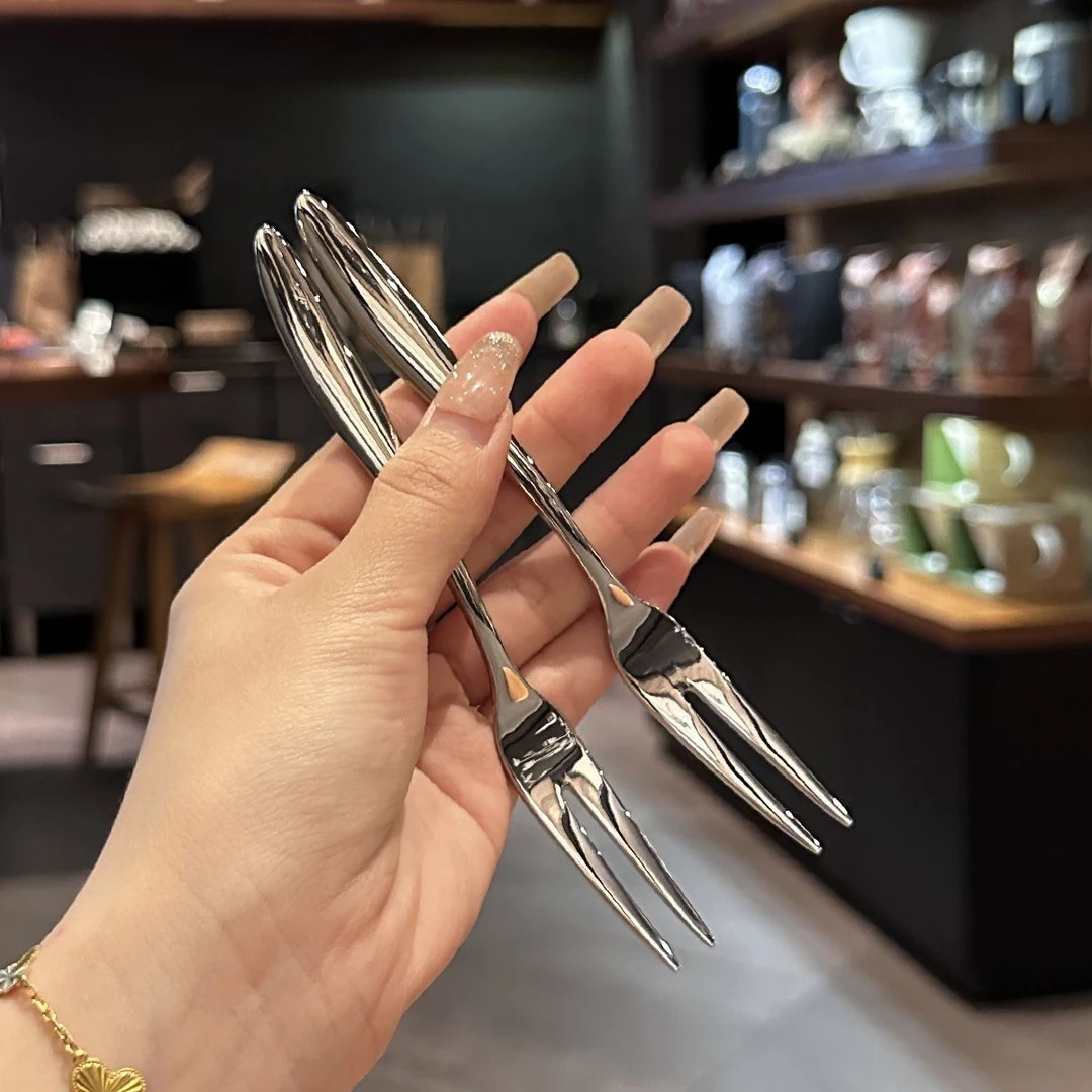 出口级高端轻奢304食品级不锈钢水果叉点心甜品叉子月饼叉