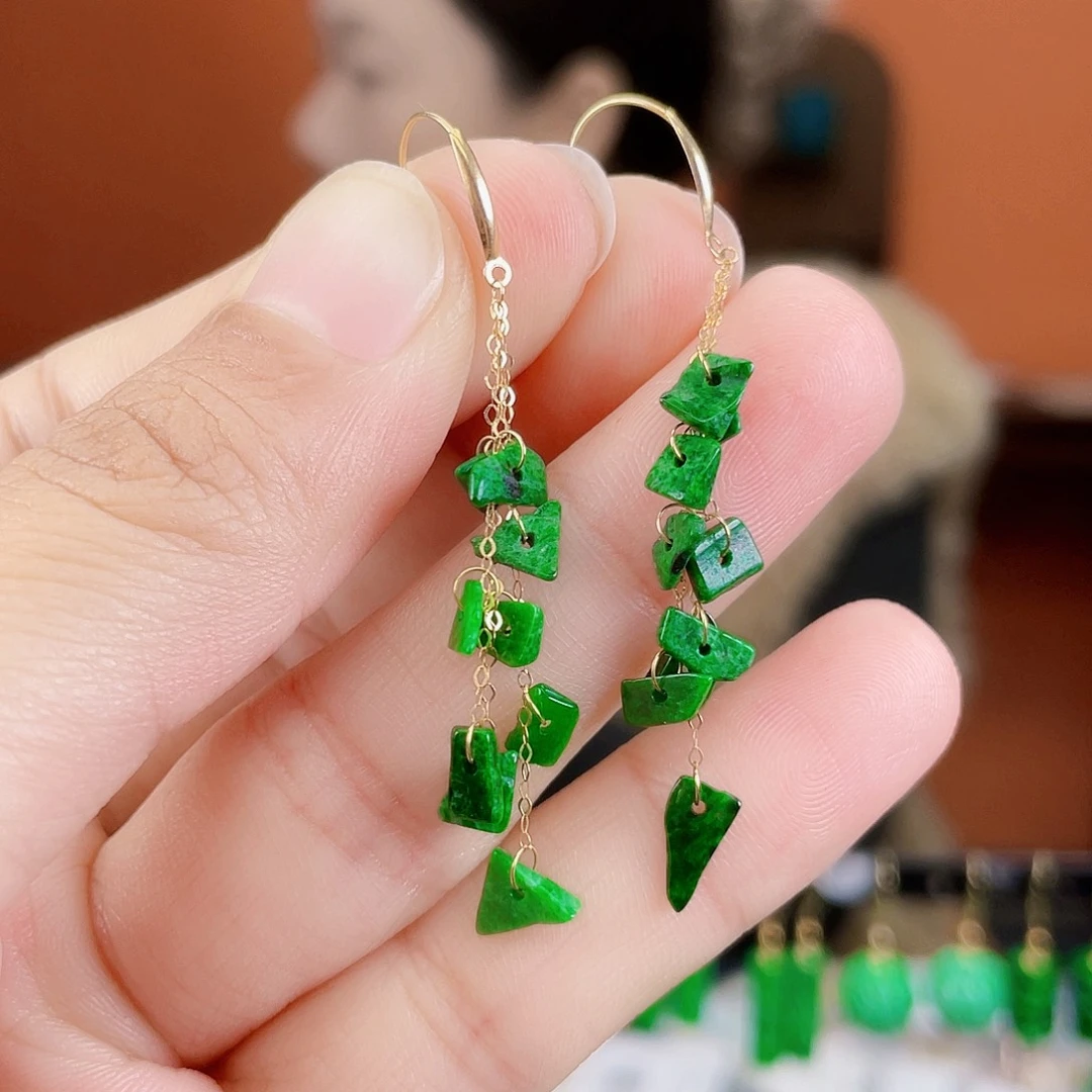 翡翠18K金镶嵌耳饰