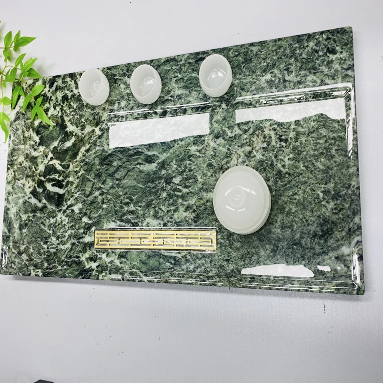 天然精品奢石干湿两用茶盘-普拉达绿