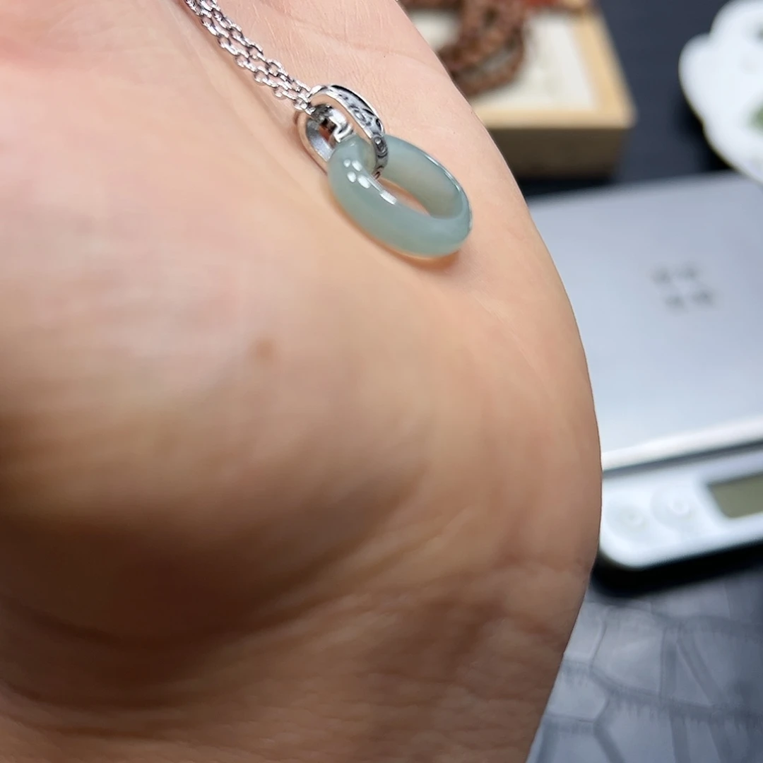 烟晶手链银S925镶嵌翡翠项链A666