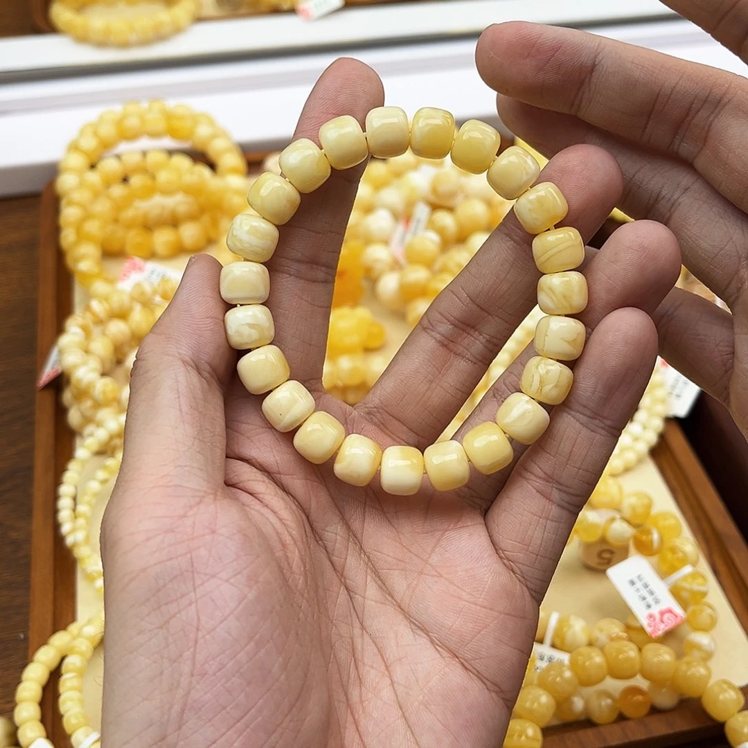 蜜蜡未镶嵌手串浓白蜡10mm