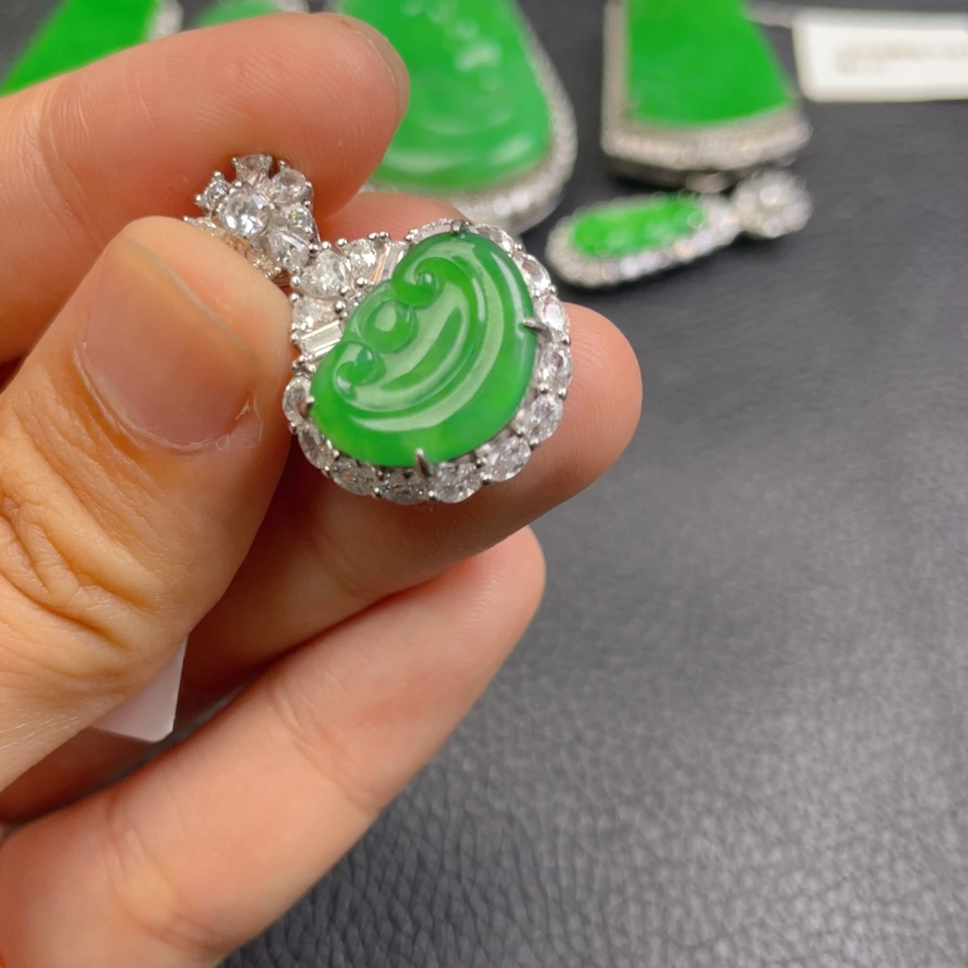 翡翠银S925镶嵌吊坠(不含链)