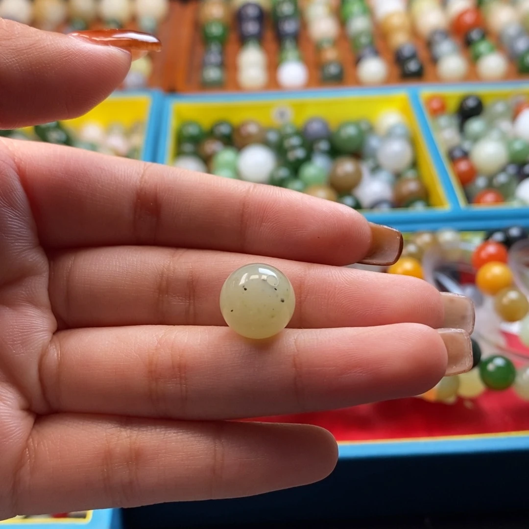 和田玉未镶嵌珠宝奇石福利点墨青花单珠z12