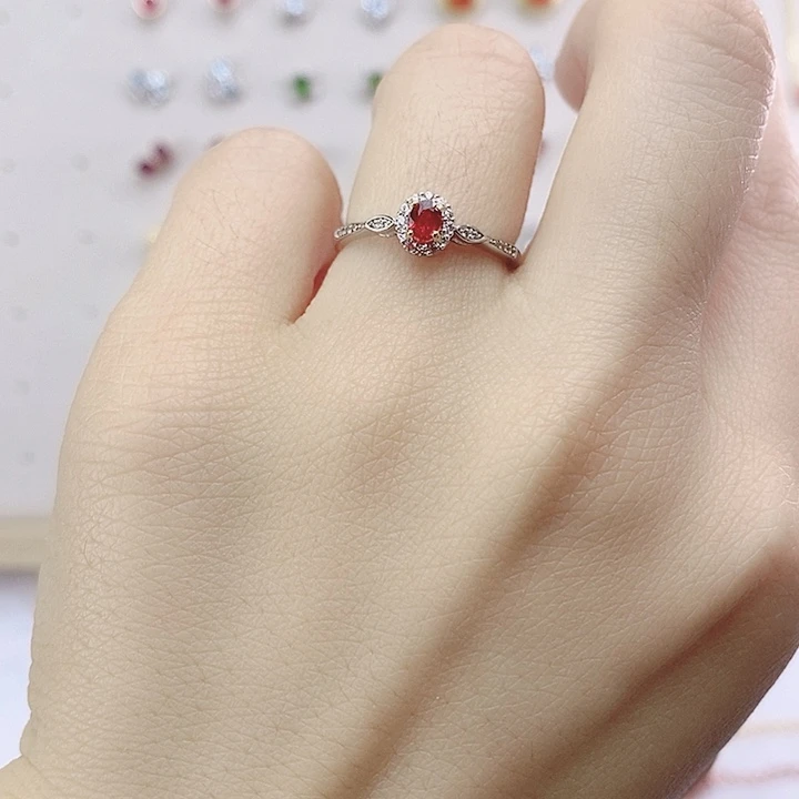 蓝宝石戒指银S925镀金镶嵌