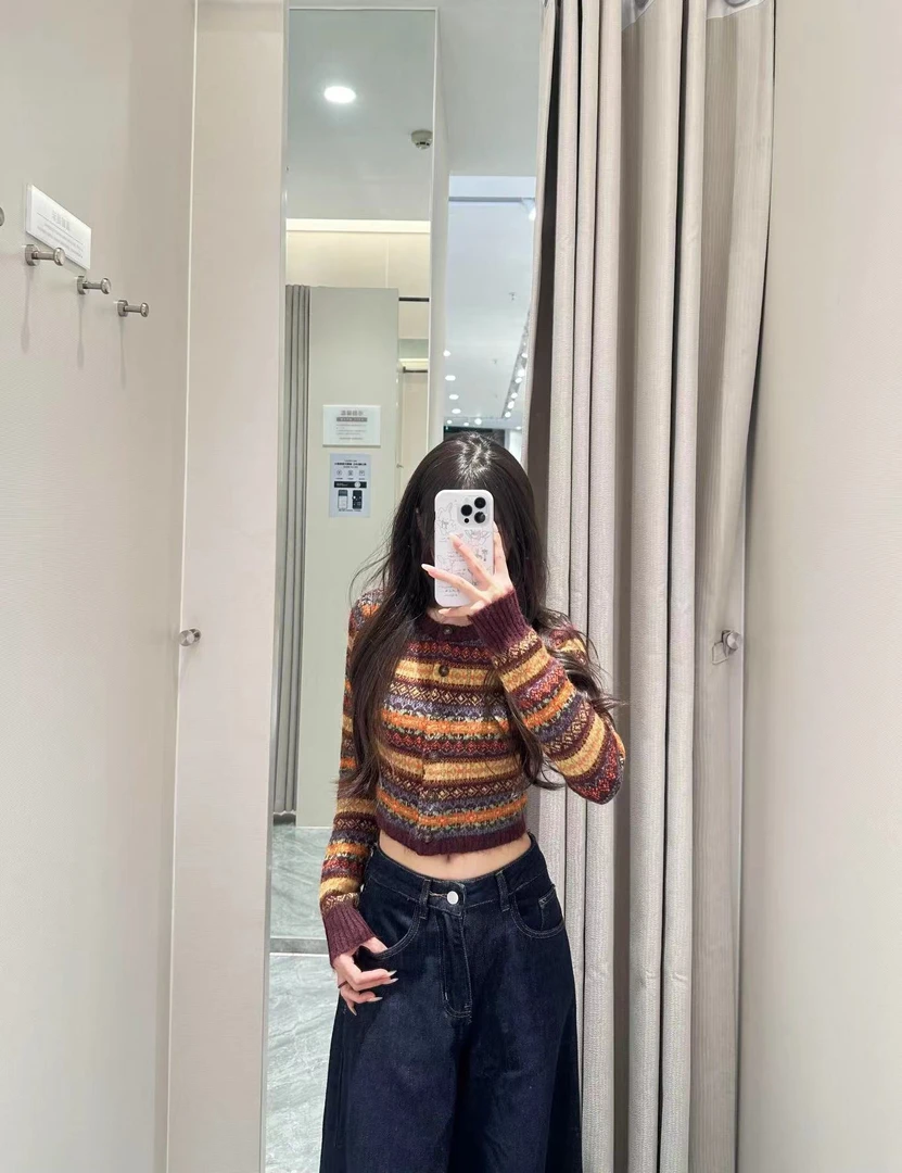 2026秋冬新款复古费尔岛提花针织开衫巨好看保暖百搭毛衣短外套