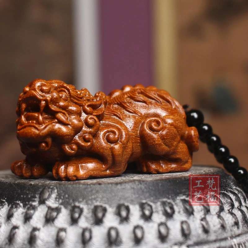 爆满金星紫檀木貔貅手把件根雕工艺招财进宝挂件摆件根雕居家办公