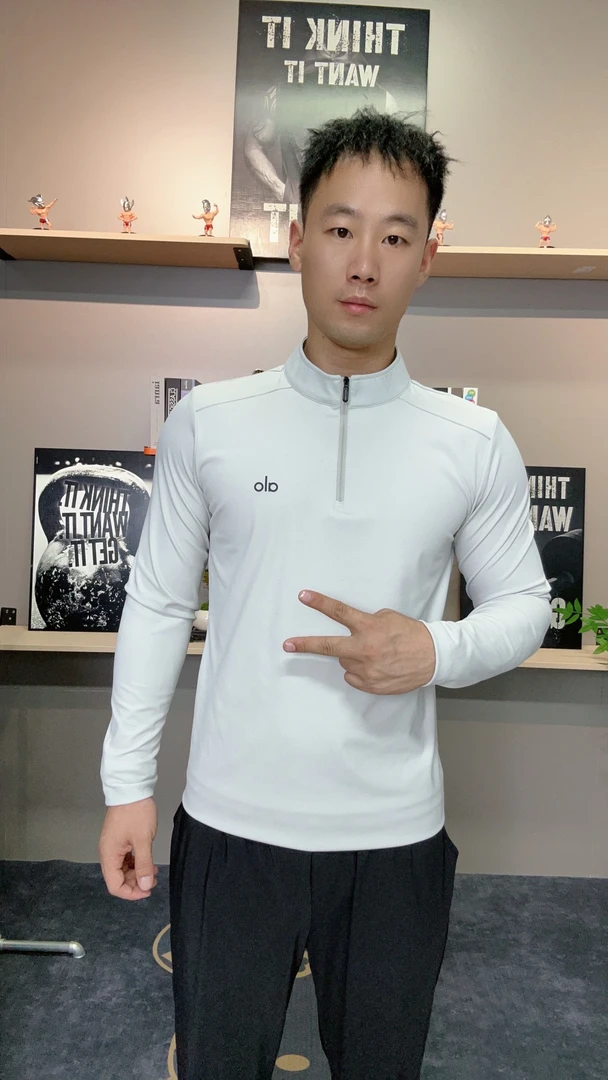 秋冬高品质吸湿速干修身半拉链长袖内搭T恤男款运动休闲时尚打底