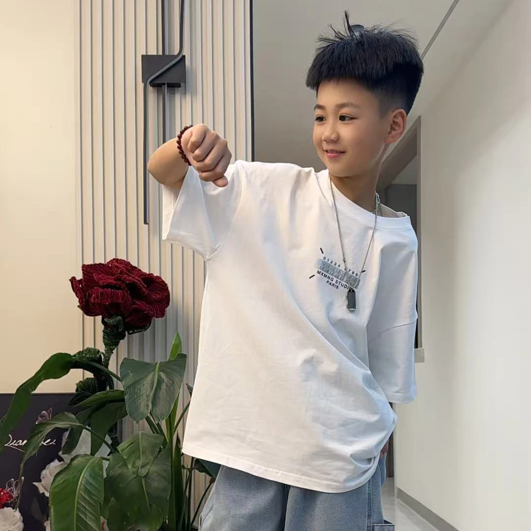 【大宁小宁专属】男童短袖t恤夏季薄款宽松2025中大童休闲韩版半袖5