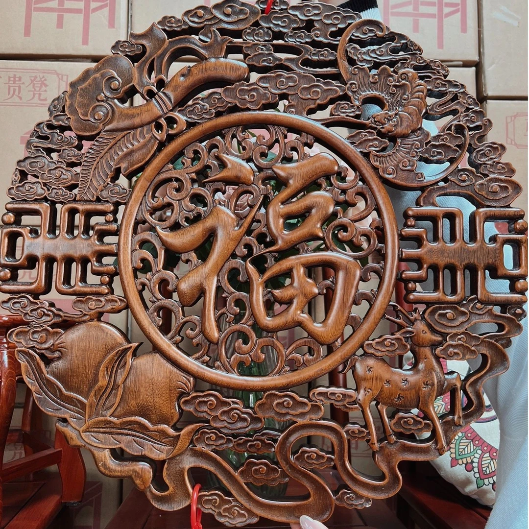 直径48公分 超大号 香樟木福禄寿喜福挂(赠送配件粘钩）