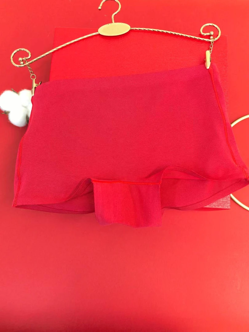 3/8件装纯棉红色无痕平角裤桑蚕丝底裆不压肉不变形舒适透气棉