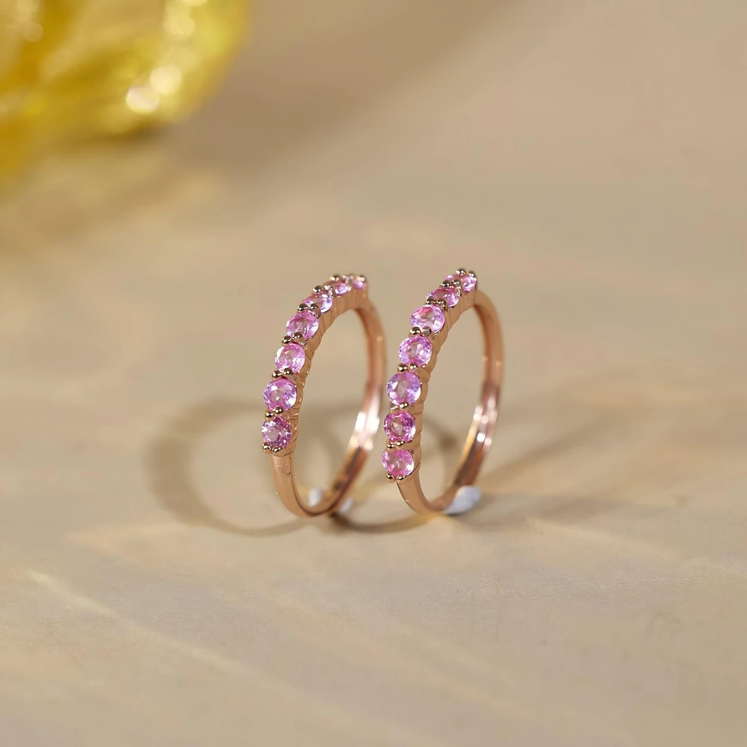 【玉峰珠宝】粉蓝宝圆3戒指*（多样性发一）XB-H5883