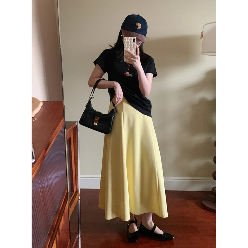 【现货清仓】花总吖【罗奈半裙】气质浪漫优雅A摆半身裙R424G20276