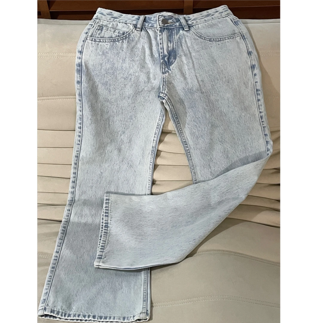 Uninhabitable 低腰裤！直筒裤！长裤显瘦水洗美式复古春秋牛仔裤