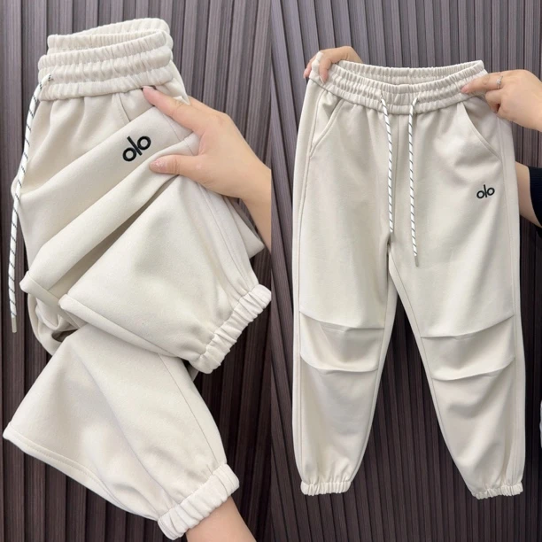 2853秋季新款高腰显瘦束脚哈伦休闲卫裤时尚百搭宽松洋气加厚外穿