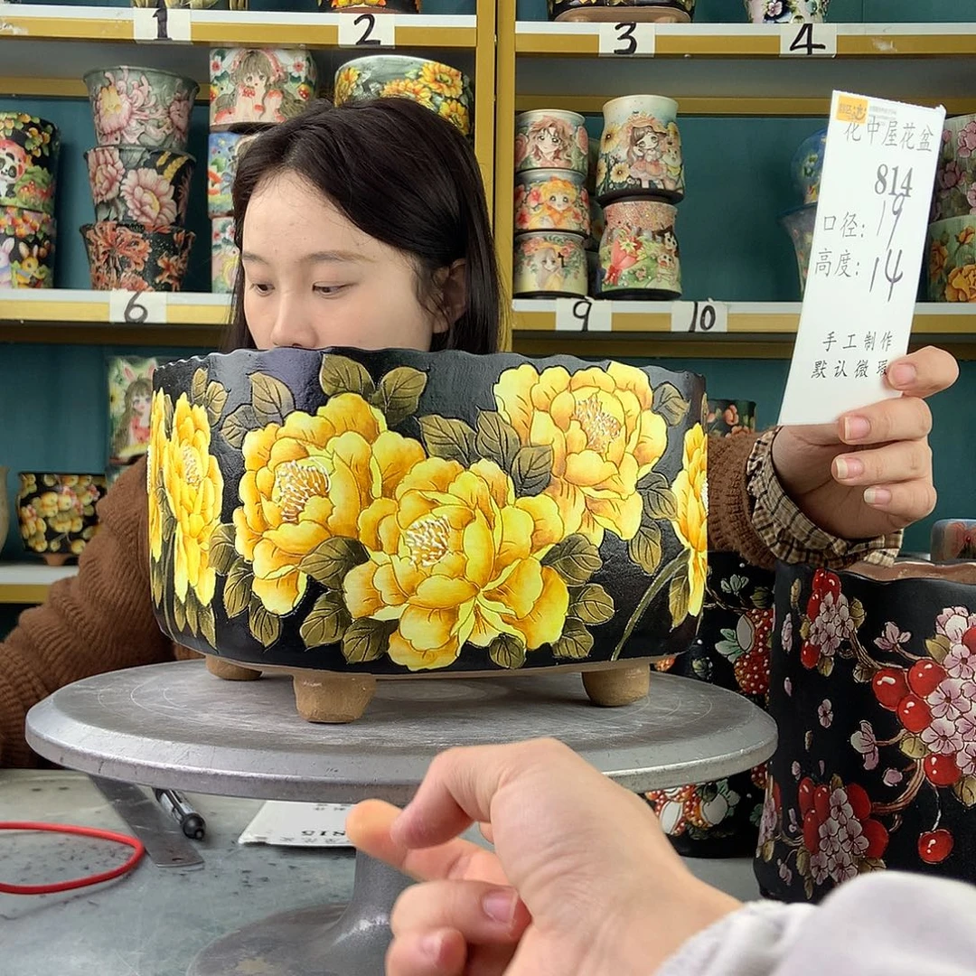 艾***子陶景德镇手工花盆814