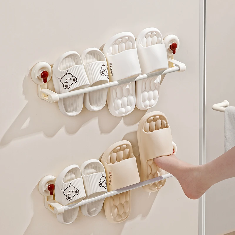 浴室吸盘拖鞋架免打孔卫生间壁挂置物架厕所鞋子收纳神器沥水挂架