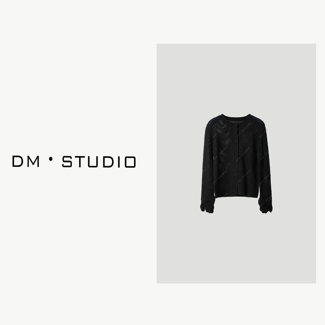 -DM•STUDIO/26支100%绵羊毛气质极简百搭针织排扣开衫（7612）