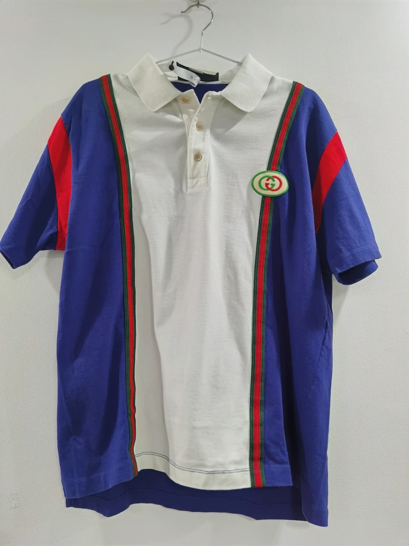 99新 GUCCI/古驰 GUCCI古驰拼色短袖衬衫L码/E00664